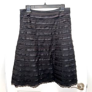 BCBG Max Azria gorgeous multi layered lace ruffles A-line skirt. Black. Size 6.